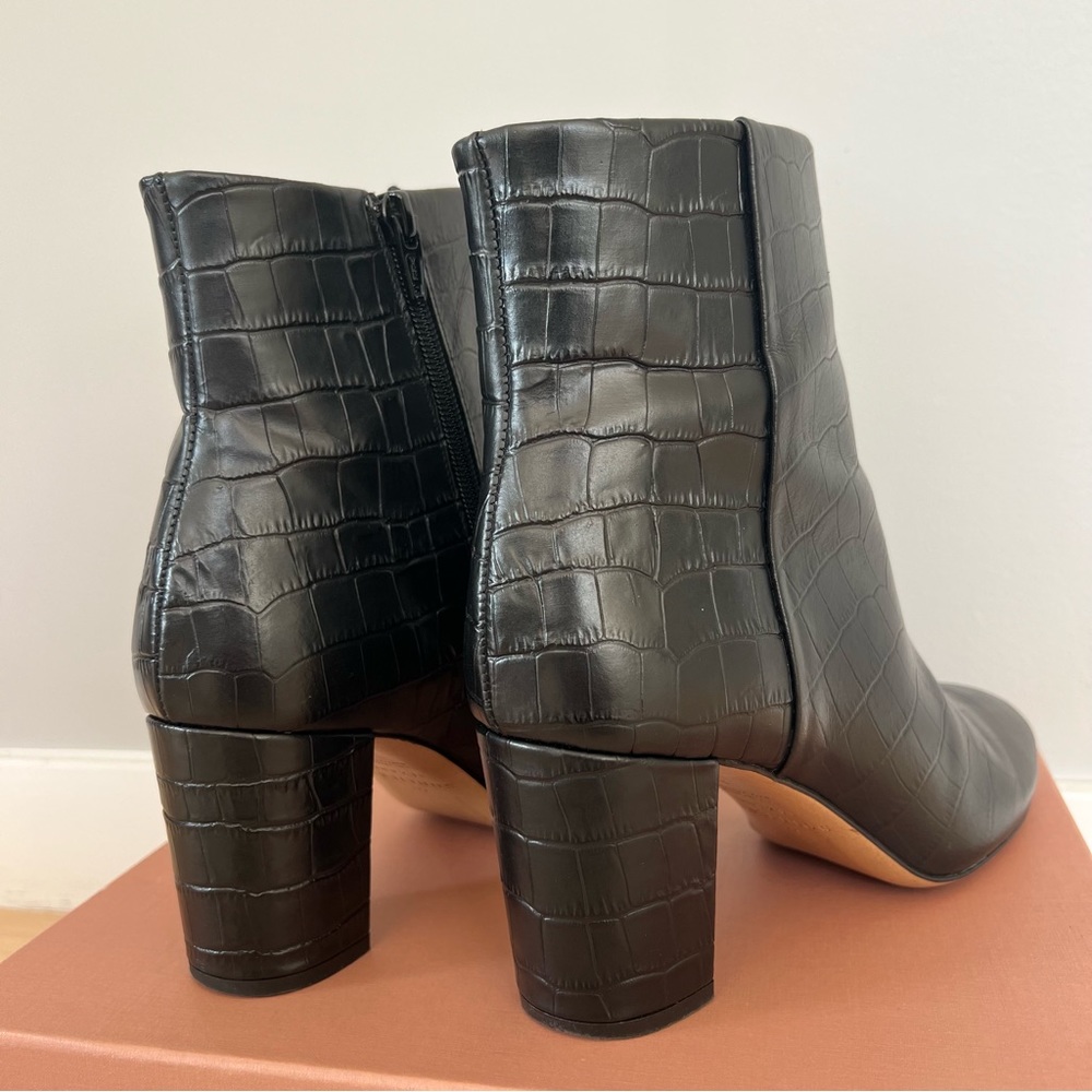 Sezane Black Croc-Patterned Ankle Booties - Picture 7 of 15
